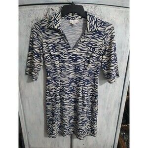 Jude Collared V Neck Connally Dress Zebra Xs Preppy Boho Feminine Officey